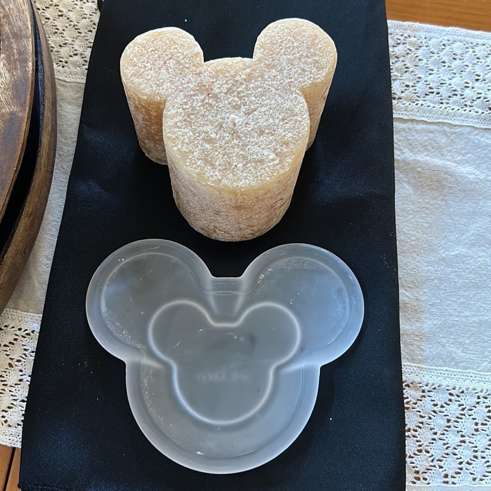 Disney Mickey shaped candle and dish